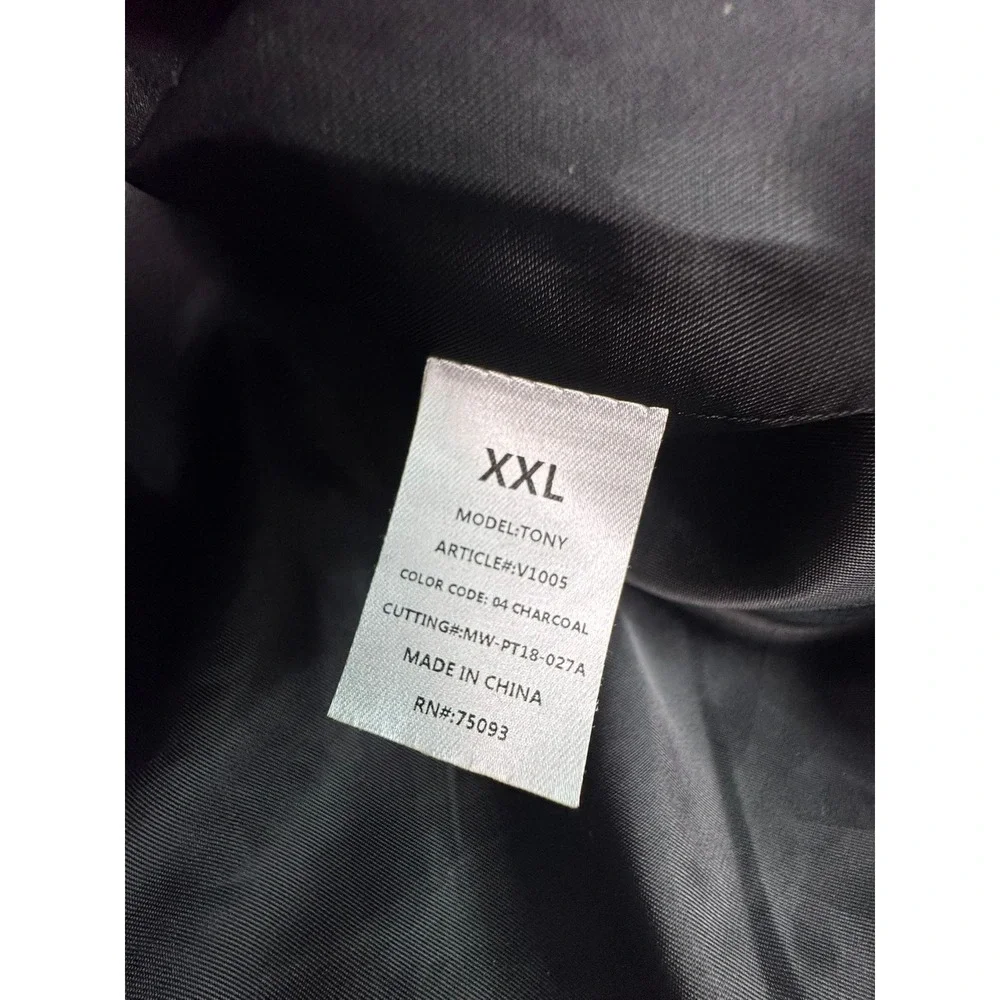 Pronto Uomo Men's Vest XXL Quilted Charcoal Gray Black Piped Pockets Full Zip‎